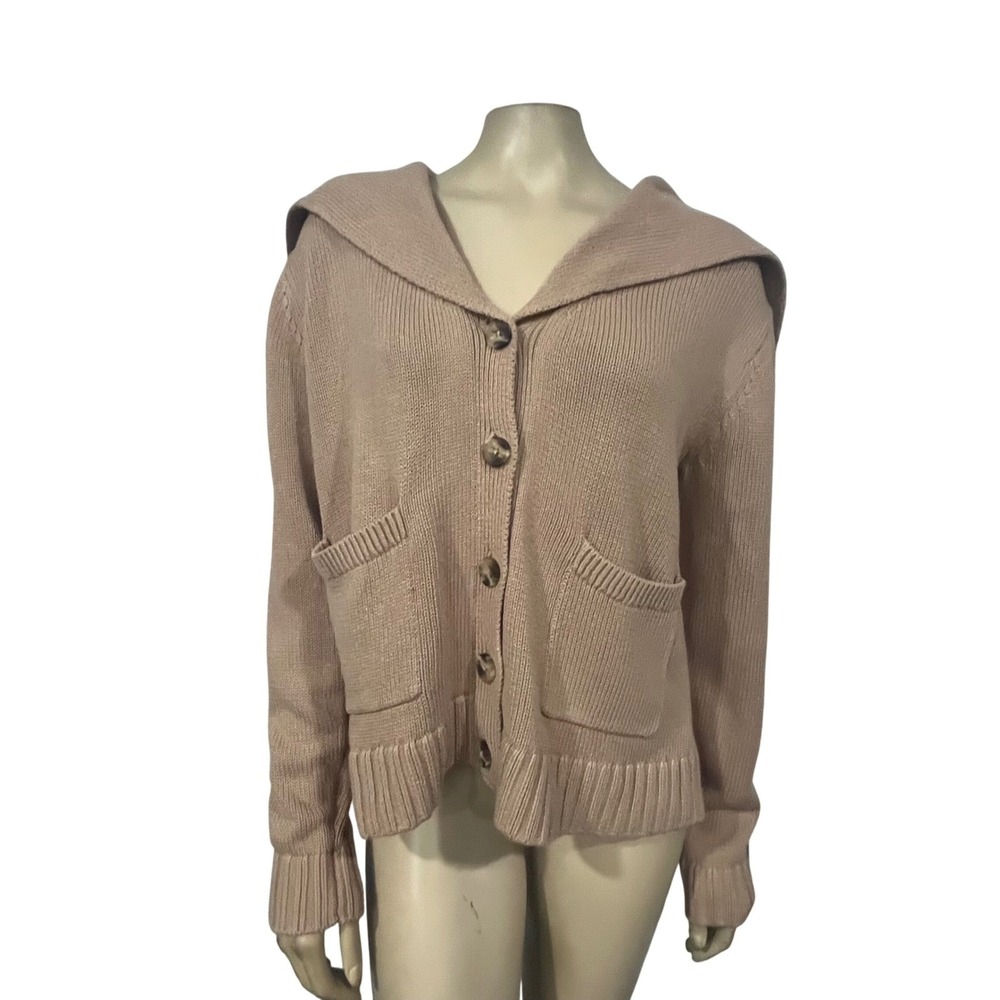Joie Pink 100% Cotton Sailor Collar Button Cardigan Sweater NWT Small